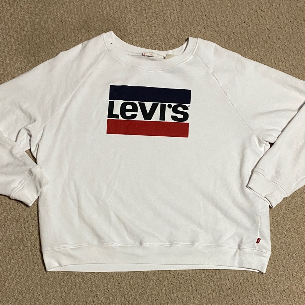 Levi's women’s size XXL White Crewneck Sweatshirt vintage 90swith Logo